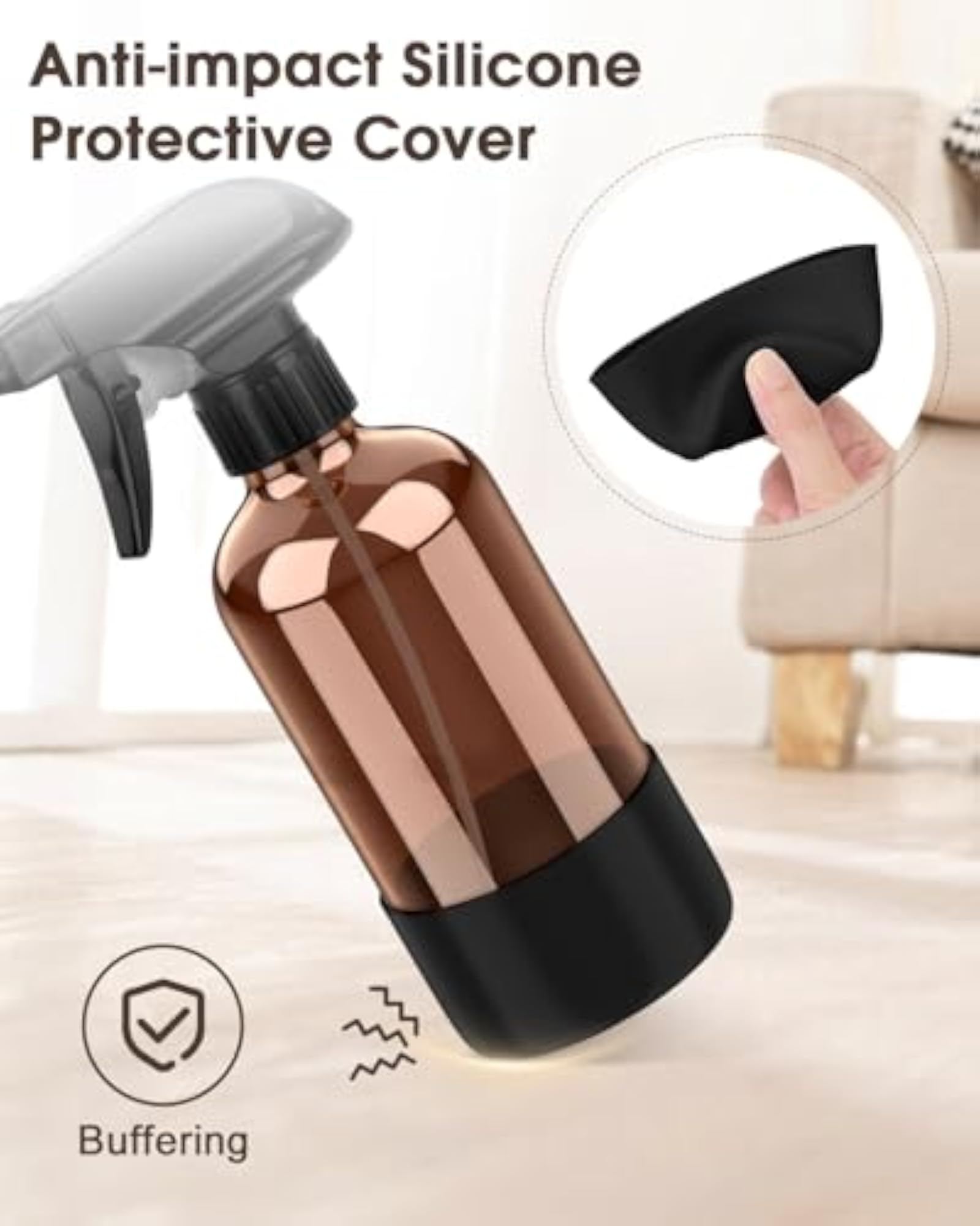Glass Spray Bottle Set with Silicone Sleeve Protection