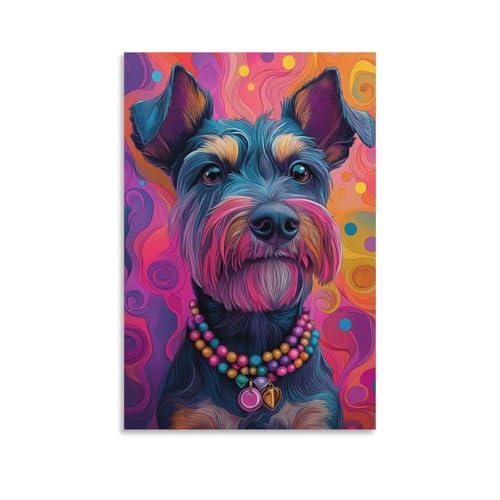 Cuadros decorativos de Schnauzer en lienzo el regalo perfecto de salon