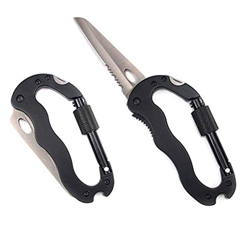 Kawosh Mousqueton 150 kg Capacité de Charge 5 en 1 Camping Tool Mousqueton pour Camping en Plein Air Chien Laisses Couteau Chaîne Cover