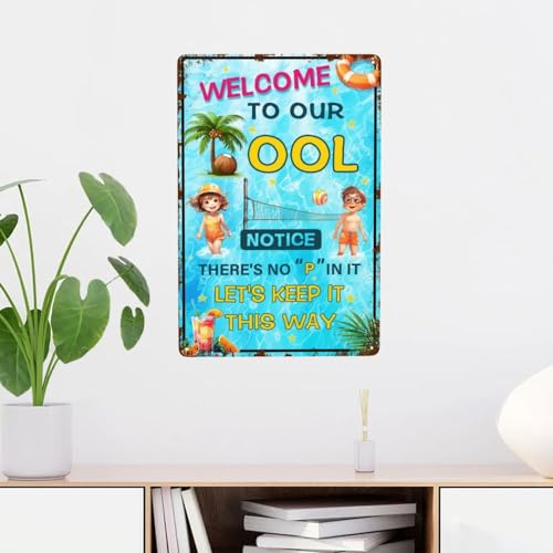 Cartel metálico divertido para piscina 12x8 pulgadas miniatura 4
