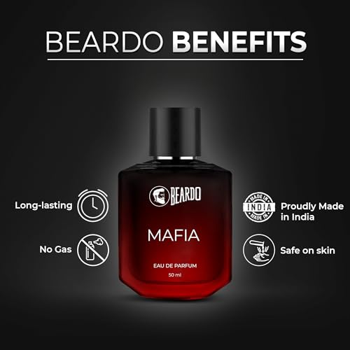 Image of Beardo Mafia Perfume for Men, 50ml | Eau De Parfum | Body Spray for Men | Day Time Fragrance Body Spray For Men | Musky, Woody Perfume for Men Long Lasting | Valentines day gift for husband | Gift for boyfriend | Gift for Men