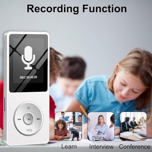 Image of BIGASUO 128GB Mini MP3 Music Player with Bluetooth 5.4 & Voice Control Earphones, Video Playback,Pocket-Sized MP3 Player for Music,Voice Recording,FM Radio (1029) (Black, TMY-12)