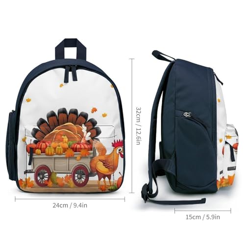 Thanksgiving Turkey Backpack Small Book Bag with Side Pocket, Lightweight Durable Backpack, Travel Rucksack, Blue-style2