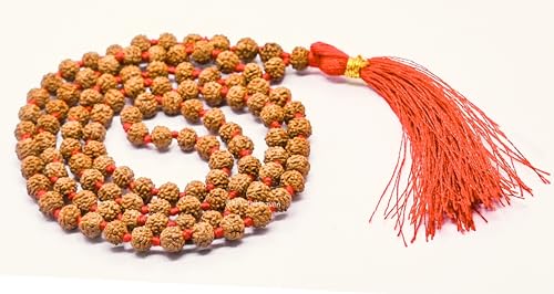 Image of Rudraksha Mala 108 Beads Original Panchmukhi, Authentic Rudraksha Chain for Men, Spiritual Japa Mala 108 Beads Prayer Meditation Rudraksha Mala Necklace, Handcrafted with Natural Beads for Inner Peace
