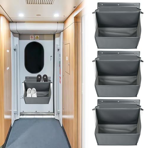 Zuxbolf 3 Stück Schuhregal für Wohnmobile Schuhschrank Hängend mit 2 Tiefen Taschen Schuhorganizer aus Oxford Stoff Schuhaufbewahrung Schuhhalter für Camping Schrank Über Tür Lagerung Organizer(Grau)