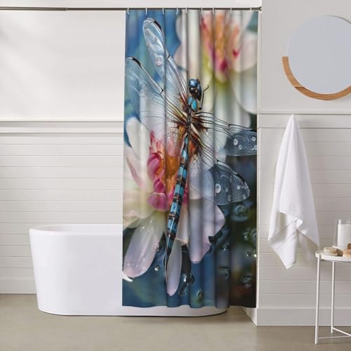 Rideau de douche libellule chic en tissu épais imperméable de qualité supérieure pour bain - 8