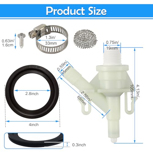 Image of kingsea 385311641 Water Valve Kit, Plastic RV Camper Toilet Valve Parts compatible with Sealand 300 /310 / 311 /320 / 321 Series RV Marine Toilet Flush Valves Replacement