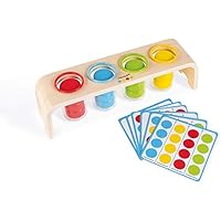 Janod - Essential - Colours Sorting - Wooden Early Learning Educational Game - Teaches Colours and Fine Motor Skills - Water-Based Paint - Ages 2 and Up, J05066