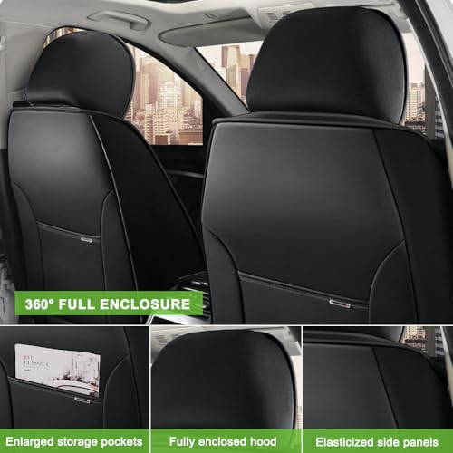Image of Seat Covers for Subaru Outback 2006-2024,2PCS Nappa Leather Car Seat Covers,Waterproof Seat Protectors Auto Seat Covers,Breathable Nonslip Interior Cover Seats for Cars(Solid Black)