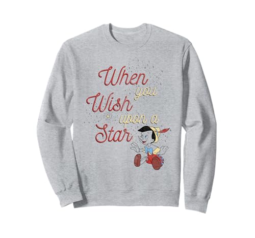 Sweat Pinocchio Disney imprimé bleu marine pull col rond chanson When You Wish Upon A Star