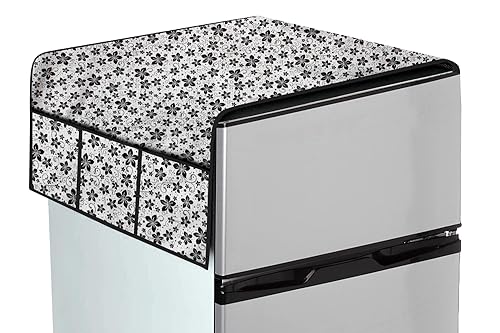 Image of The Furnishing Tree Fridge Top Cover Compatible for Samsung RR21C2F25HT /HL, 189 LTR WxL 71x109 in CM Floral Pattern Grey