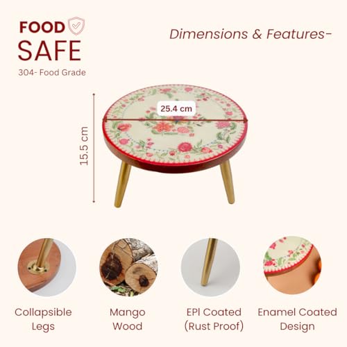 Image of RITUALISTIC Anar Pushp Collapsible Cake Stand with Metal Legs | Elegant Cake Display for Decoration & Cutting | Round Dessert Tray for Cakes, Events, Birthdays & Home Decor