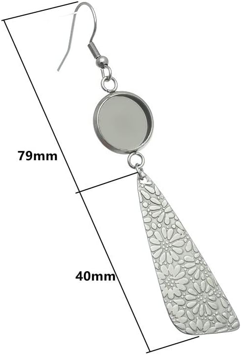 12pcs Stainless Steel Earring Blank Settings with Daisy Tassel 10mm 12mm Cabochons Earring Bezel Trays for Jewelry DIY Making (10mm) - Image 4