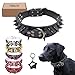 Sharp Spiked Dog Collar with Airtag Case, 2-Inch Width Leather Rivets Studded Pet Necklace Anti-Biting Adjustable for Medium Large Breed Hound Dogs Mastiff Pitbull Pug Bulldog, Black Large