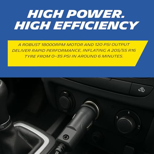 Image of MICHELIN 12V Programmable Digital Micro Tyre Inflator | High-Flow 20L /Min Air Pump with Maximum Pressure of 120 PSI, LED Display & Pre-Set Pressure Function, Auto Shut-Off, Quick Connect Hose