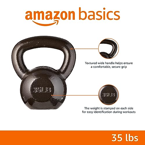 Amazon Basics Cast Iron Kettlebell, 15.9 Kilograms, Black by Amazon Basics - Used condition - CA$47.72