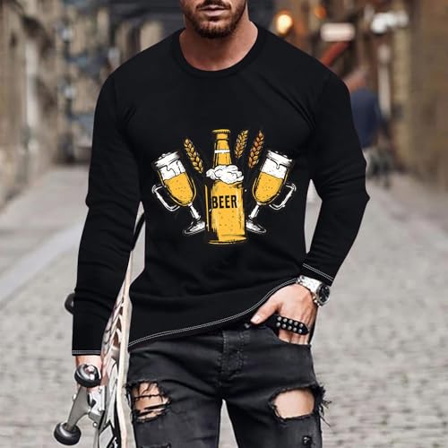 Muscularfit Sweatshirts for Men Graphic Long Sleeve Beer Print Casual Shirts Lightweight Workout Gym Pullover Outdoor Fashion2