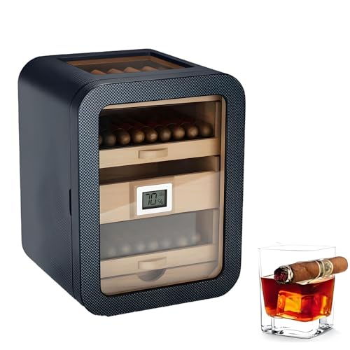 AiODiO Cave à cigares Windows, Cave à cigares électrique, 4 tiroirs, capacité d'environ 110 cigares, Cadeau de Luxe pour Les Amateurs de cigares Grey