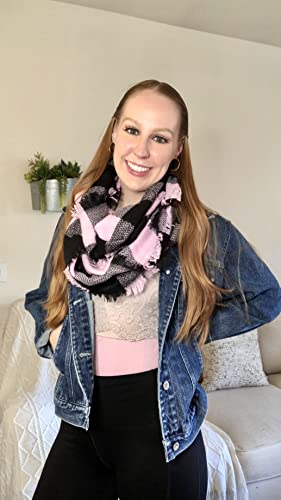 Contempo Lifestyles Women Buffalo Plaid Woven Tartan Checker Block Infinity Scarf Cashmere Feel2