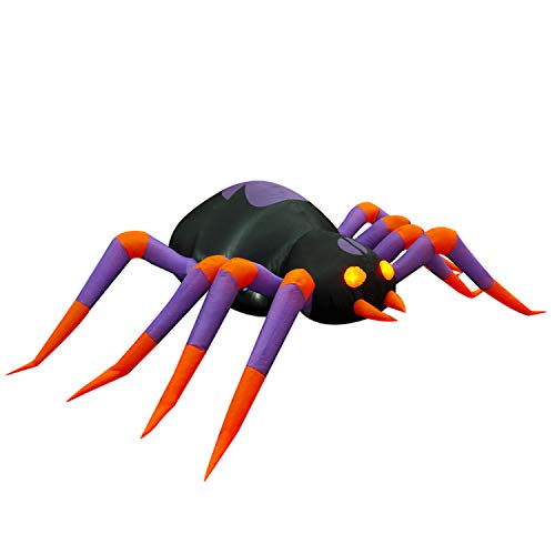 SEASONBLOW 8 Ft LED Light Halloween Inflatable Spider Red Eye Decoration Airblown Decor for Home Yard Lawn Garden Home Party Indoor Outdoor
