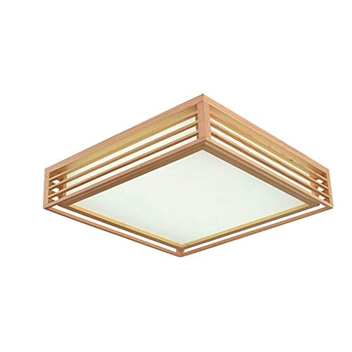 Plafonnier LED style japonais en bois ajouré de 34 cm pour salon chaleureux