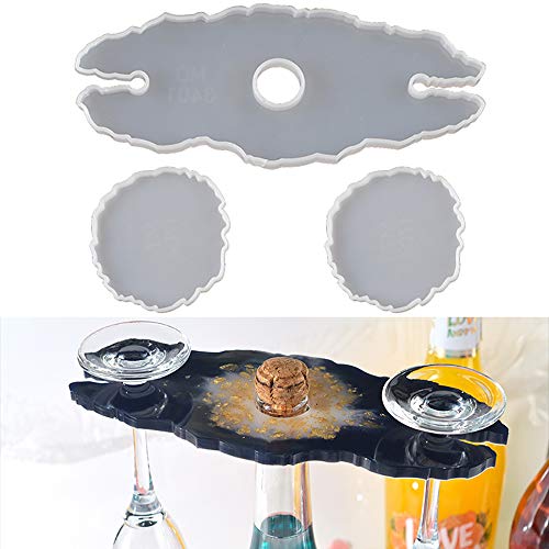 HITECHLIFE Dessous de Verre de Plateau en résine, Moule de Support de Verre de vin de Moulage de résine époxy, Outil de métier de Moule de Moule dépoxy de Moulage de Silicone Cover