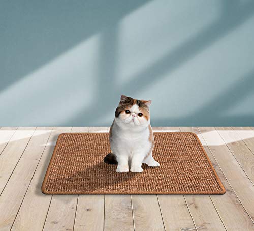 LSAIFATER Kratzmatte für Katzen, natürliche Sisalmatte, schützt Teppiche und Sofas (60x40cm, Braun) - 5