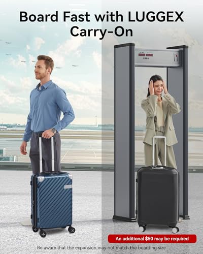 LUGGEX Luggage with Spinner Wheels, Polycarbonate Expandable Hard Shell Suitcase, Carry On 20 Inch, Cherry - Thumbnail 2
