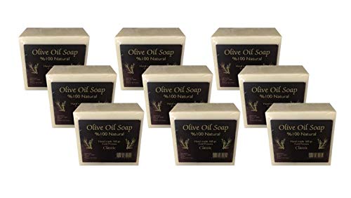 Handmade Olive Oil Soap - 100% Pure Natural, Vegan - 5.6 oz Each Bar (9 Bars)