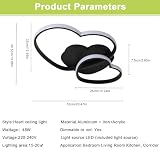 Riserva Lampa sufitowa LED do ściemniania, 48 W, czarna lampa sufitowa, pilot zdalnego sterowania 3000-6500K, nowoczesny kształt serca do salonu, sypialni, jadalni, kuchni