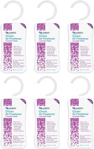 airBOSS Closet Air Freshener - (6 Pack) 4 oz - Lavender Fields Scented Air Freshener for Closets - Continuously Releases Fresh Fragrance
