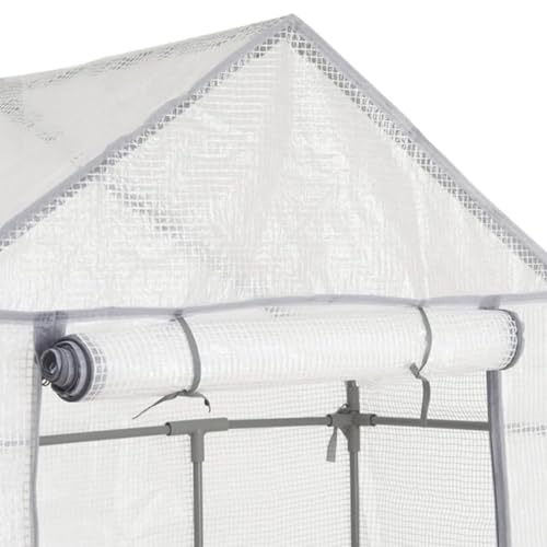 Kiswa Collection 2 Tier Walkin Greenhouse Replacement White PE Cover Only 8 Shelves | Heavy Duty Garden Cover | Plants & Flowers Protection House | Roll up Door Zipped Cover - Image 4