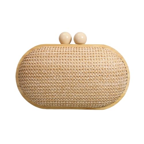 Image of UMREN Straw Clutch Handbags Women Beach Crossbody Hand-woven Summer Purse Wallet Top handle Evening Bag for Wedding Party