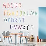 Calcomanías de pared con letras del alfabeto en mayúsculas para niños, decoración de letras mayúsculas de arco iris, decoración de pared de aprendizaje educativo, para dormitorio de niños, guardería