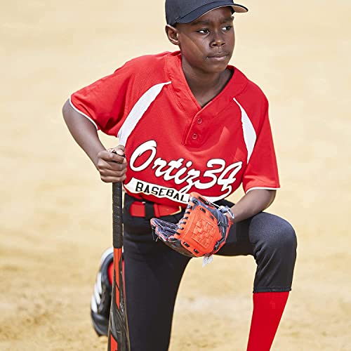 Ortiz34 Homerun Kids Tee Ball Set- David Ortiz 3-In-1 Aluminum Baseball Bat, Baseball, & Youth Baseball Glove Bundle (Made For Youth/Kids), Red #TOP4