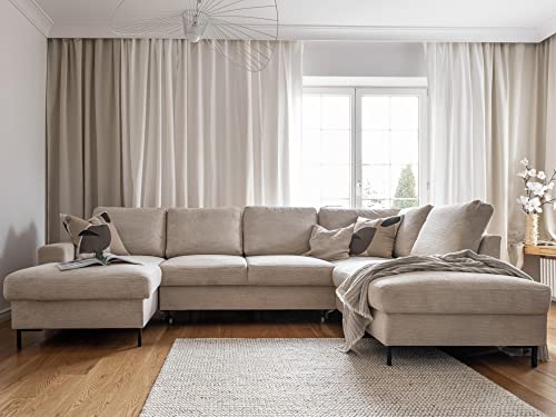 Bestmobilier - Lilly - Canapé d'angle panoramique - Convertible avec Coffre - en Velours côtelé - 7 Places - Style Contemporain - Droit Cover