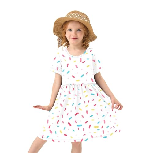 CaTaKu Girls Donuts Cute Sprinkles Dresses Toddler Summer Dress Short Sleeve Dresses for Girls Sundress 2-8T3