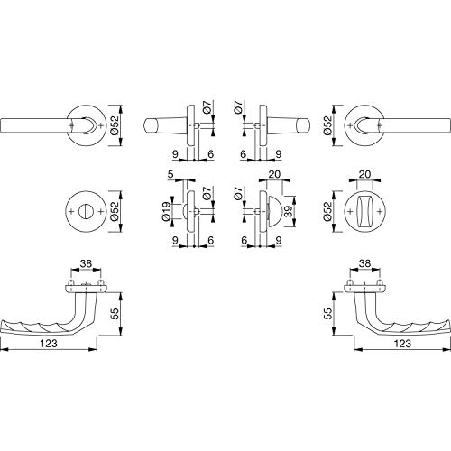 HOPPE Birmingham 3067500 Door Handle Set on Rosette Toilet Door Thickness 37-42 Silver Anodised Colour Size - Image 2