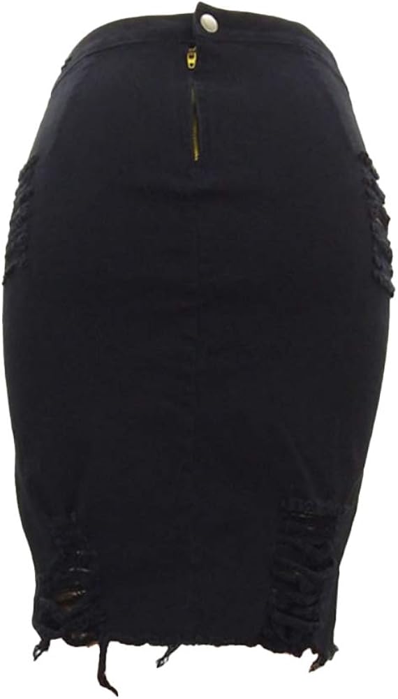 Verypoppa Women's Ripped Denim Skirt High Waisted Distressed Jean