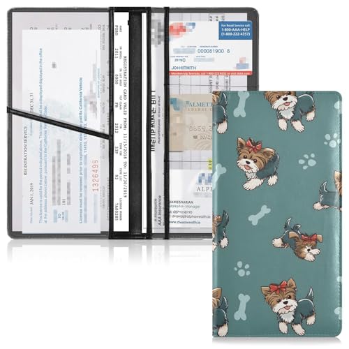 ALAZA Cute Puppy Dog Car Registration and Insurance Card Holder Vehicle Glove Box Car Organizer Driver License Documents Holder Waller Case Organizers