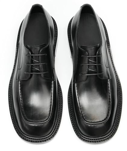 Santimon Men’s Genuine Leather Oxfords Dress Shoes – Lace-Up Derby with Rubber Sole, Soft Calfskin Lining, Anti-Slip Business Formal Suit Shoes for Office, Wedding & Daily Wear4