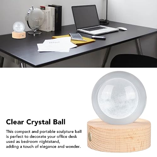 TITA-DONG 6cm 3D Crystal Ball Lamp, Luminous Clear Sculpture Round Astronomy Night Light with Base, Miniature Night Light for Kids Teens Boys and Girls by TITA-DONG - Used condition - Image 3