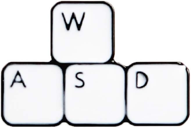 Pin Badges Brooches for Men Women,WASD Gaming Keyboard Enamel Computer Gamer Denim Jacket Lapel Brooch Pin Badge - White