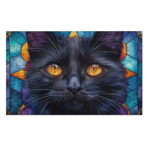 Serviette de plage anti-sable chat style vitrail de qualité - 8