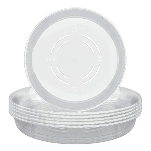 CandyHome 6 Pieces of 10 Inch Plastic Clear Plant Saucers Pot Trays for Indoor Outdoor Household and Garden Assorted, 1-White