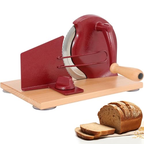 Affettatrice manuale per pane con manovella, spessore regolabile per fette uniformi, base a ventosa, ideale per pane e panini fatti in casa
