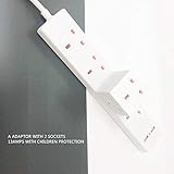 EXTRASTAR 2 Way Double Block Mains Adaptor, 3 Pins Socket Splitter Extension UK Plug, 13A Fused Wall Adaptor Power Extender for Laptop, Computer, TV, DVD and More（2 Pack） - Image 5