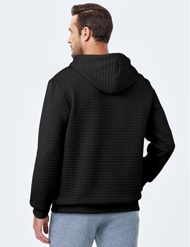 JMIERR Men’s Jacquard Plaid Hoodie Long Sleeve Drawstring Casual Hooded Sweatshirts Jackets with Pockets2