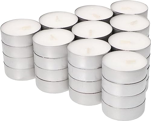 Bougie Chauffe Plat | Lot de 50 Bougies Chauffe-Plat Blanches Non Parfumées | Durée 4 Heures | Pour Gastronomie, Mariage, Décoration, Fête, Détente...