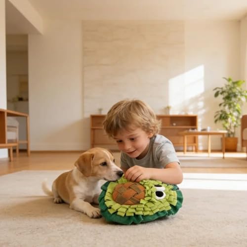 Image of Snuffle Mat for Dogs, Interactive Feeding Mat for Boredom and Slow Eating, Nosework Training Puzzle Toy for Dogs and Puppies, 18x32 CM, Travel Use (Avocado)